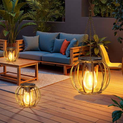 Solar Lawn Pendant Light with Teardrop Design