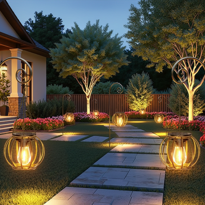Solar Lawn Pendant Light with Teardrop Design