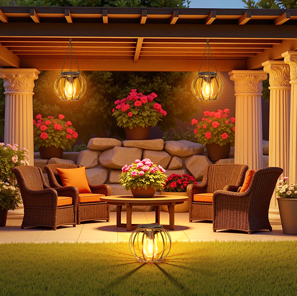 Solar Lawn Pendant Light with Teardrop Design
