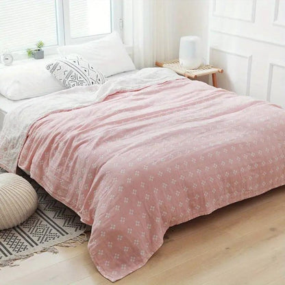 Three-Layer Gauze Blanket with Geometric Diamond Design