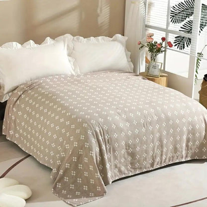 Three-Layer Gauze Blanket with Geometric Diamond Design