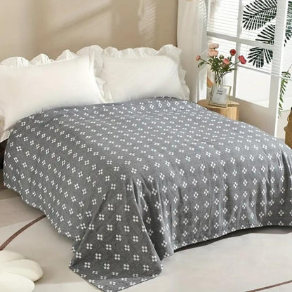 Three-Layer Gauze Blanket with Geometric Diamond Design