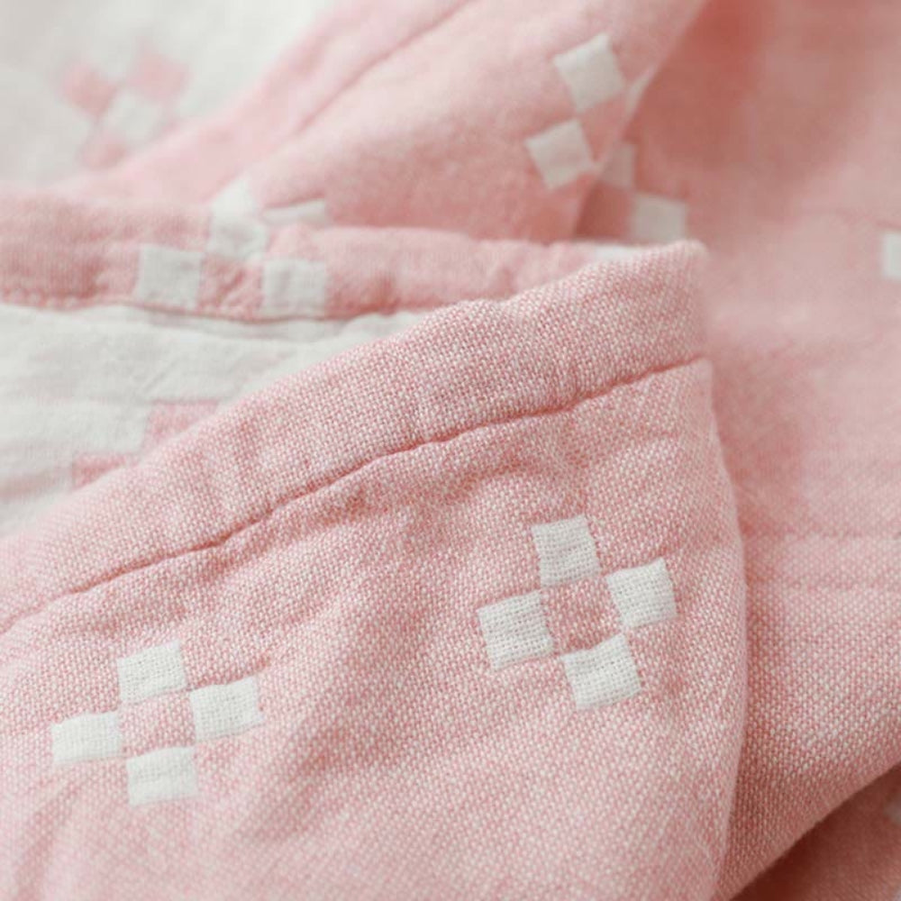 Three-Layer Gauze Blanket with Geometric Diamond Design