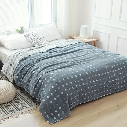 Three-Layer Gauze Blanket with Geometric Diamond Design