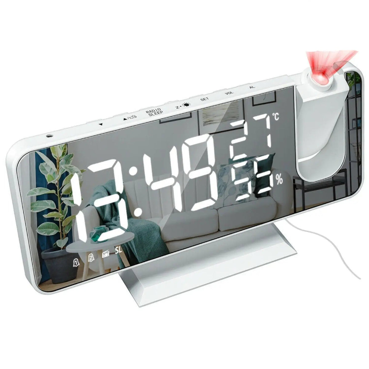 Smart Projection Alarm Clock with USB Charging and FM Radio