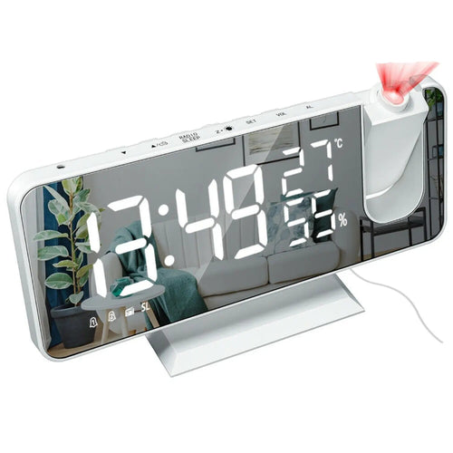 Smart Projection Alarm Clock with USB Charging and FM Radio