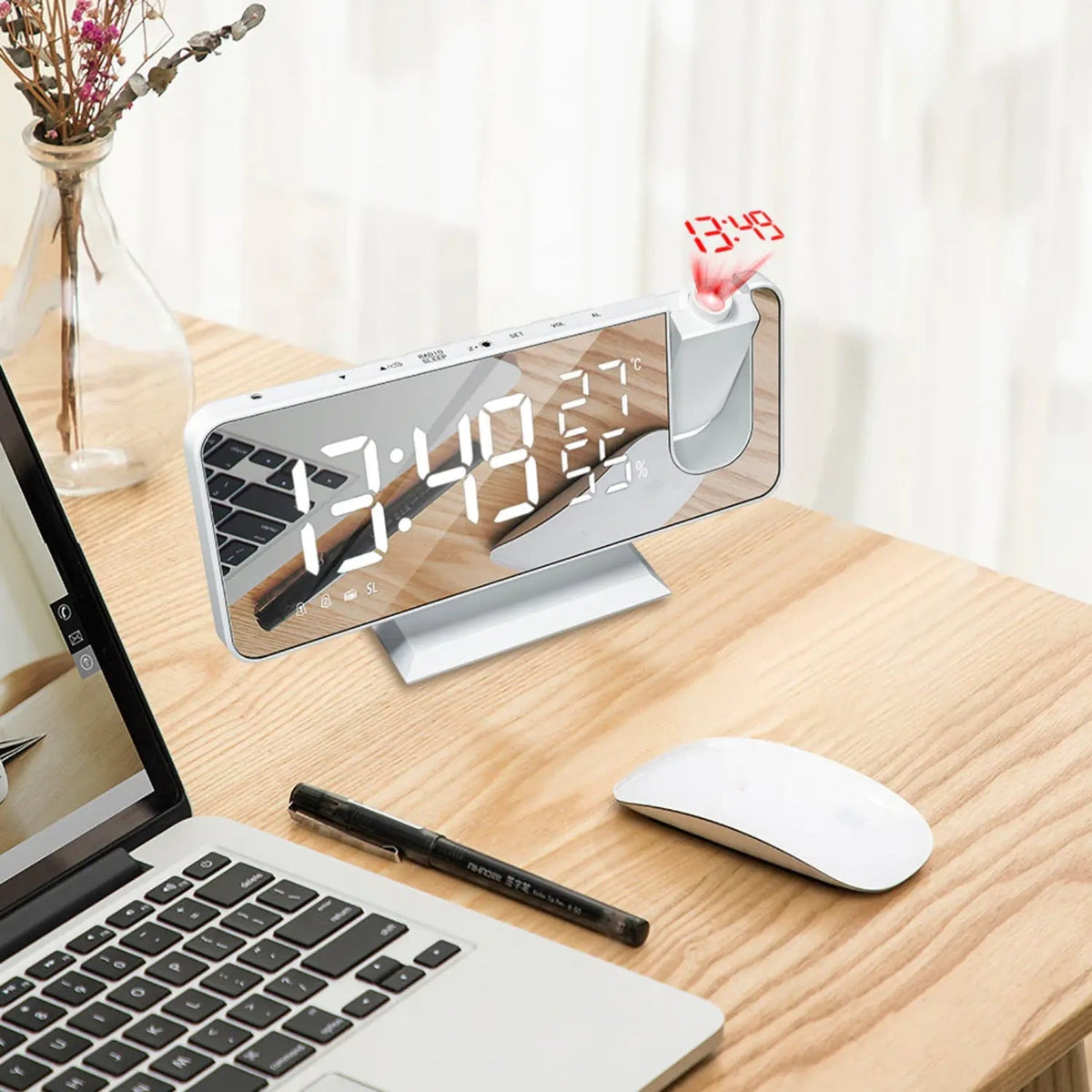 Smart Projection Alarm Clock with USB Charging and FM Radio