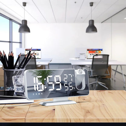 Smart Projection Alarm Clock with USB Charging and FM Radio