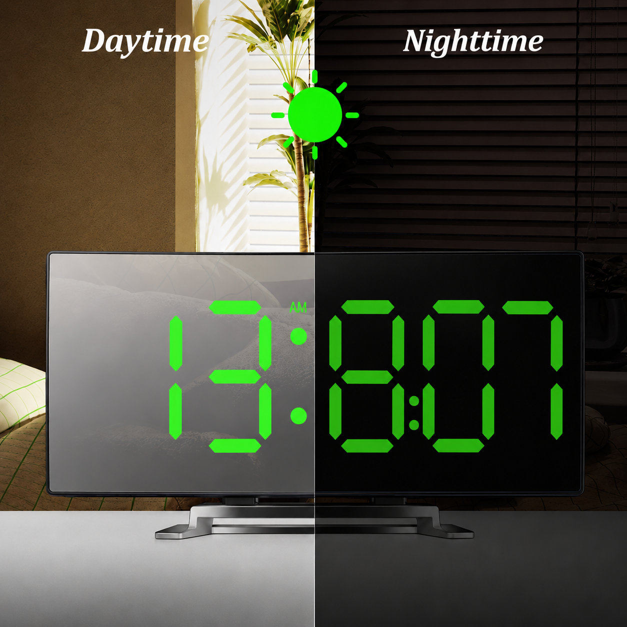 Sleek LED Alarm Clock with Auto-Dim Functionality