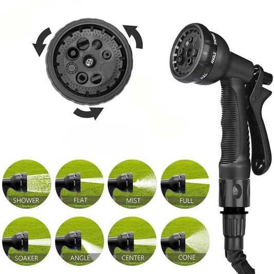 Garden Hose with 8 Functions Spray Nozzle – Expandable Design