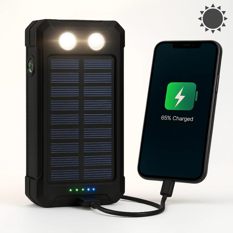 Compact Solar Power Bank for Outdoor Use – Dual USB Fast Charging