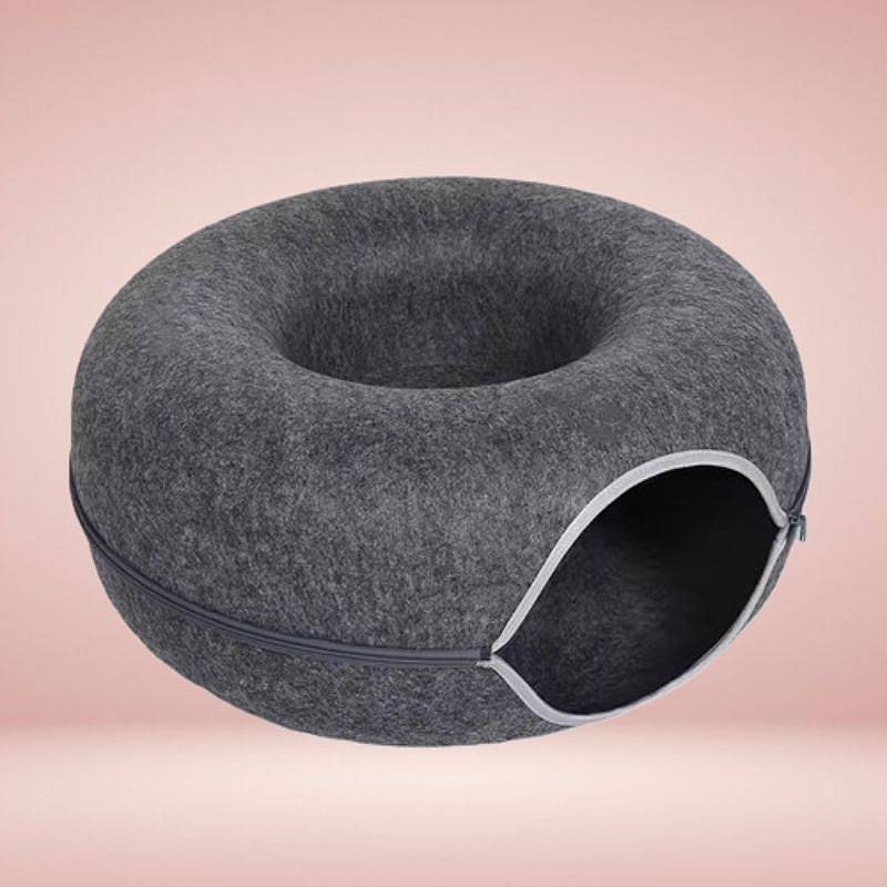 Interactive Cat Cave in Donut Shape