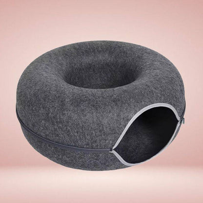 Interactive Cat Cave in Donut Shape