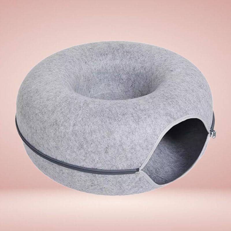 Interactive Cat Cave in Donut Shape