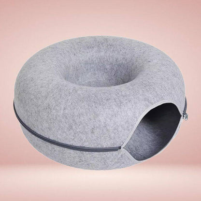 Interactive Cat Cave in Donut Shape