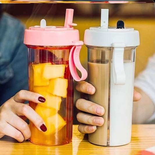 Dual-Chamber Drinkware with Leakproof Lid