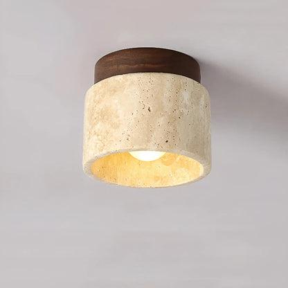 Rustic Travertine Ceiling Light Fixture - TavaGlow Style