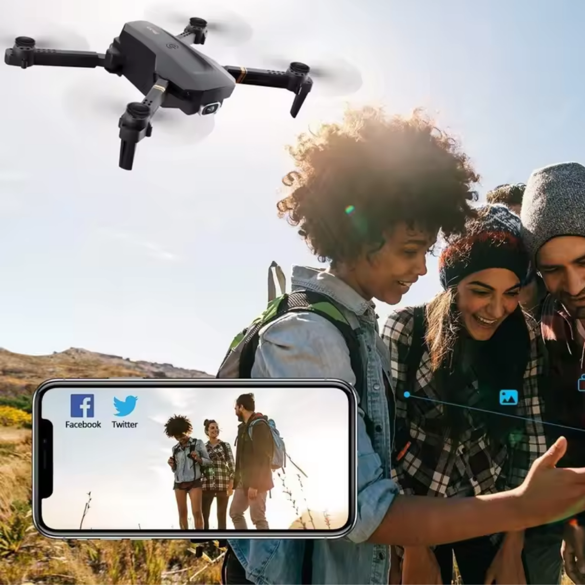 WiFi Drone with Dual Stabilized Wide-Angle Lenses - 4K Resolution