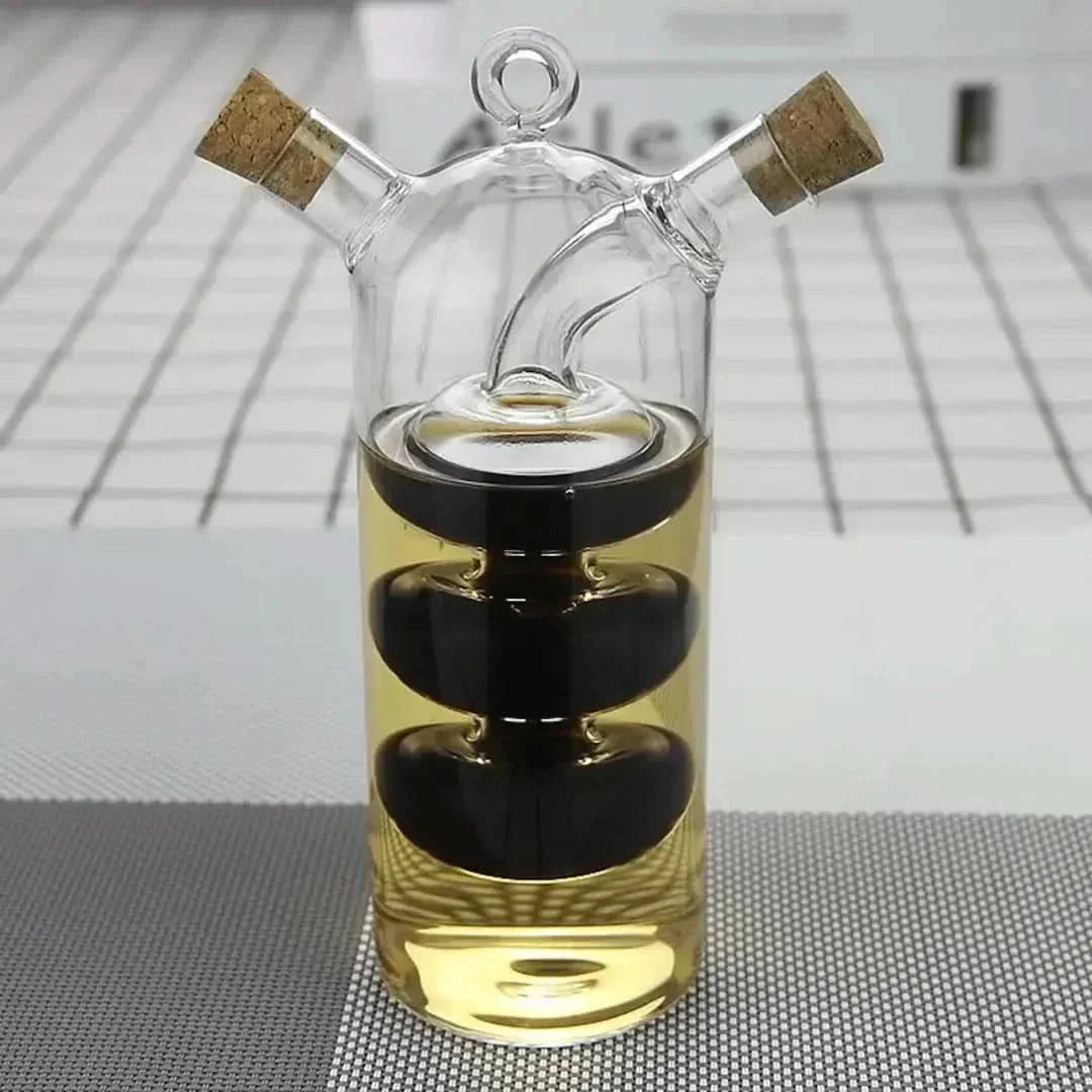 Glass Dispenser Bottle for Oil and Vinegar – Set of Two