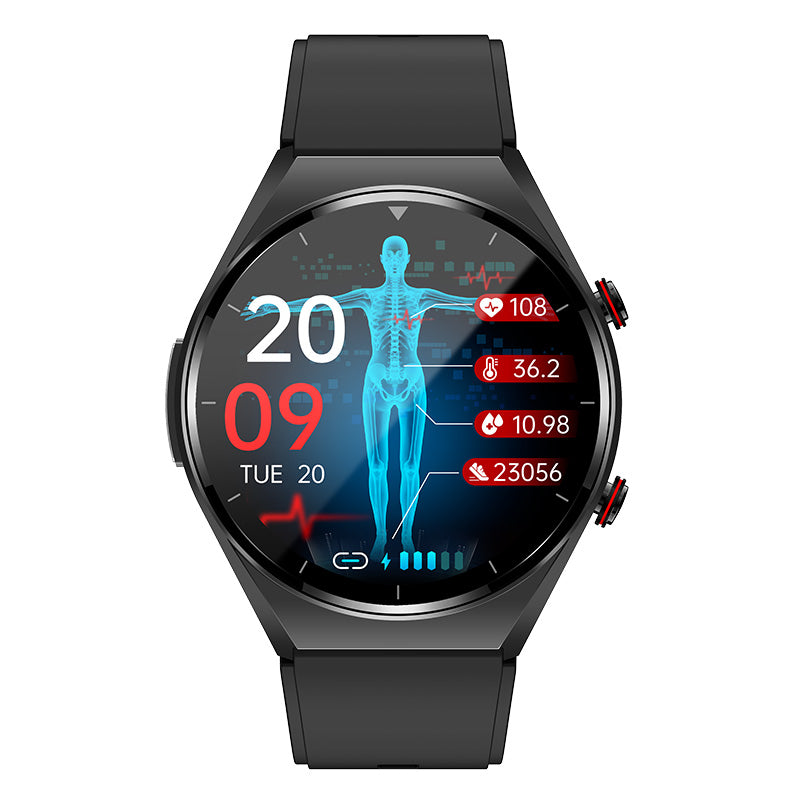 One-Tap Health Monitor Smartwatch for Blood Sugar, Glucose, ECG & Heart Rate