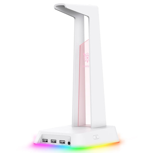 RGB Lighting Headset Stand in White