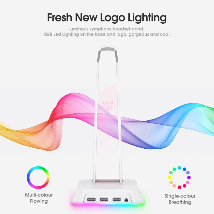 RGB Lighting Headset Stand in White