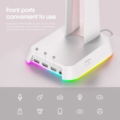 RGB Lighting Headset Stand in White