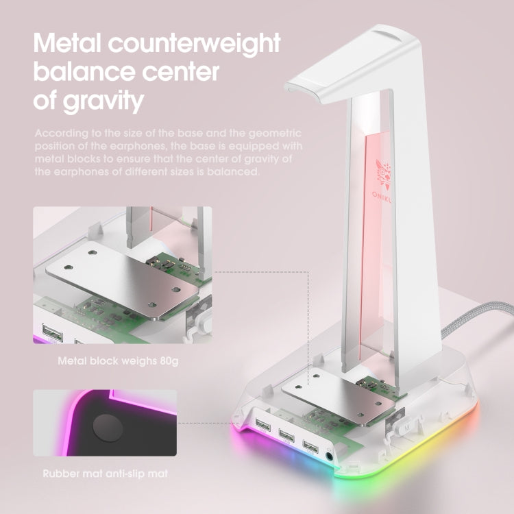 RGB Lighting Headset Stand in White
