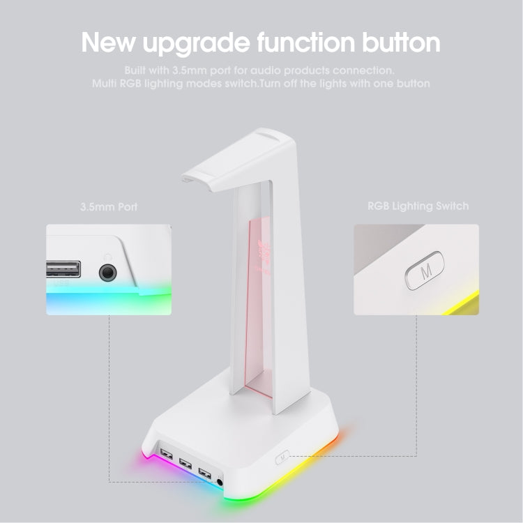 RGB Lighting Headset Stand in White