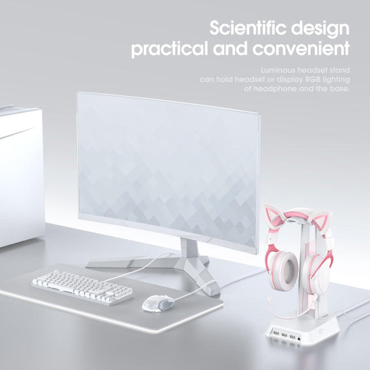RGB Lighting Headset Stand in White