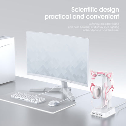 RGB Lighting Headset Stand in White