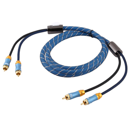 Nylon Braided Coaxial Audio Cable 2m - Gold-Plated RCA to RCA for TV/Amplifier/Home Theater/DVD (Dark Blue)