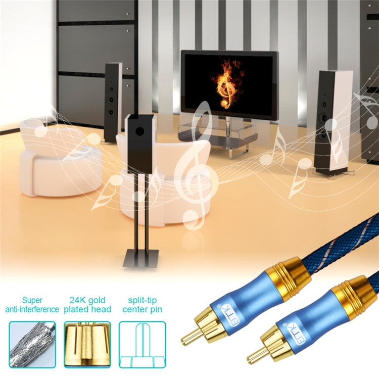 Nylon Braided Coaxial Audio Cable 2m - Gold-Plated RCA to RCA for TV/Amplifier/Home Theater/DVD (Dark Blue)