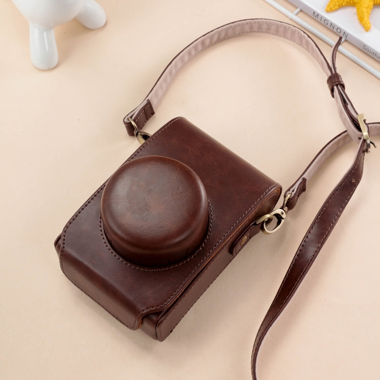 Leather Camera Case Bag with Strap for FUJIFILM X100VI (Coffee)