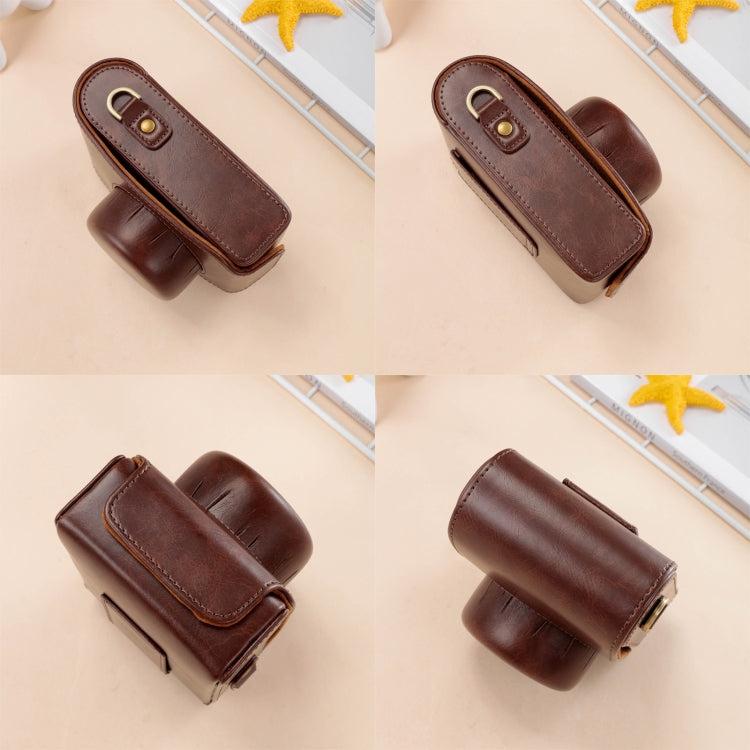 Leather Camera Case Bag with Strap for FUJIFILM X100VI (Coffee)