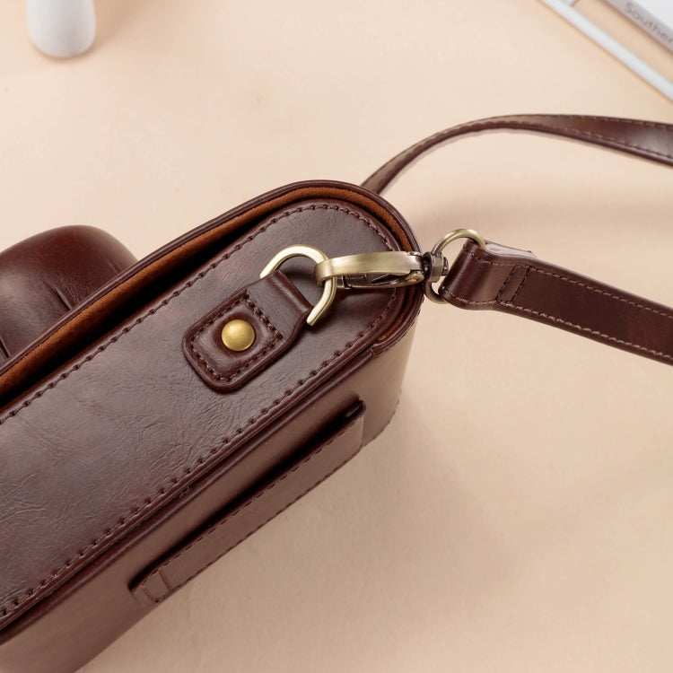 Leather Camera Case Bag with Strap for FUJIFILM X100VI (Coffee)