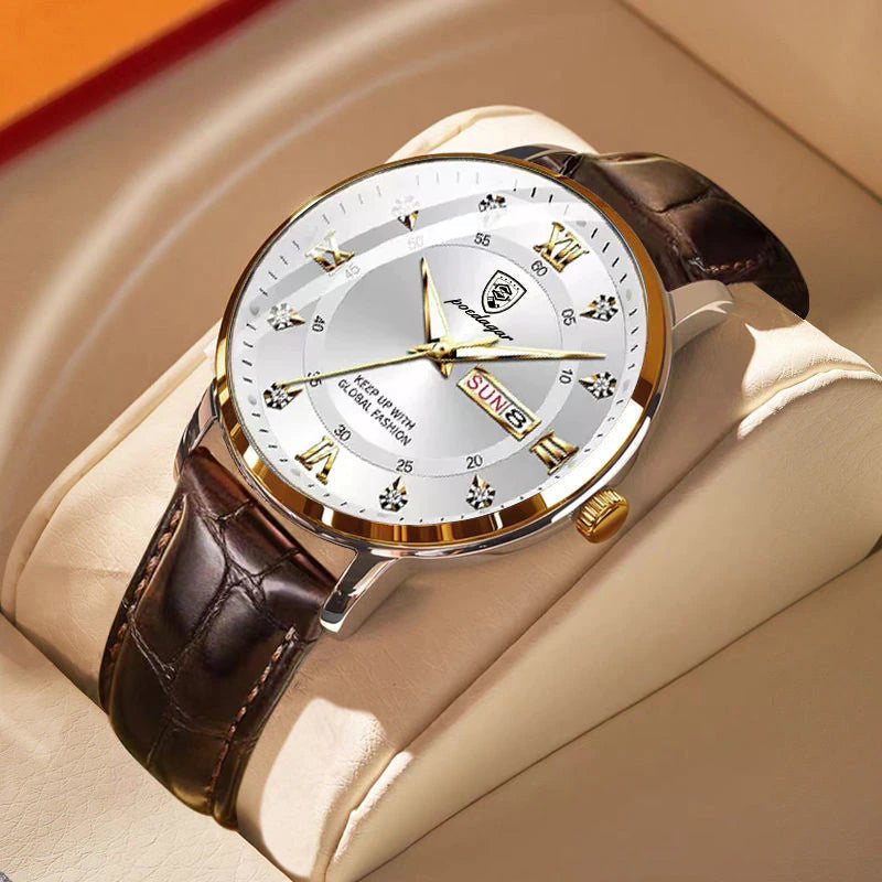 Men's Luminous Waterproof Watch – Classic Stainless Steel with Glow Display