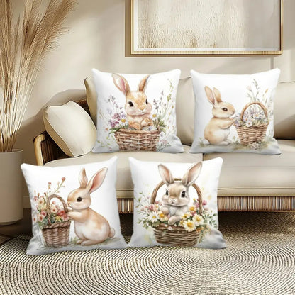 Charming Springtime Bunny Cushion Covers | Set of 4