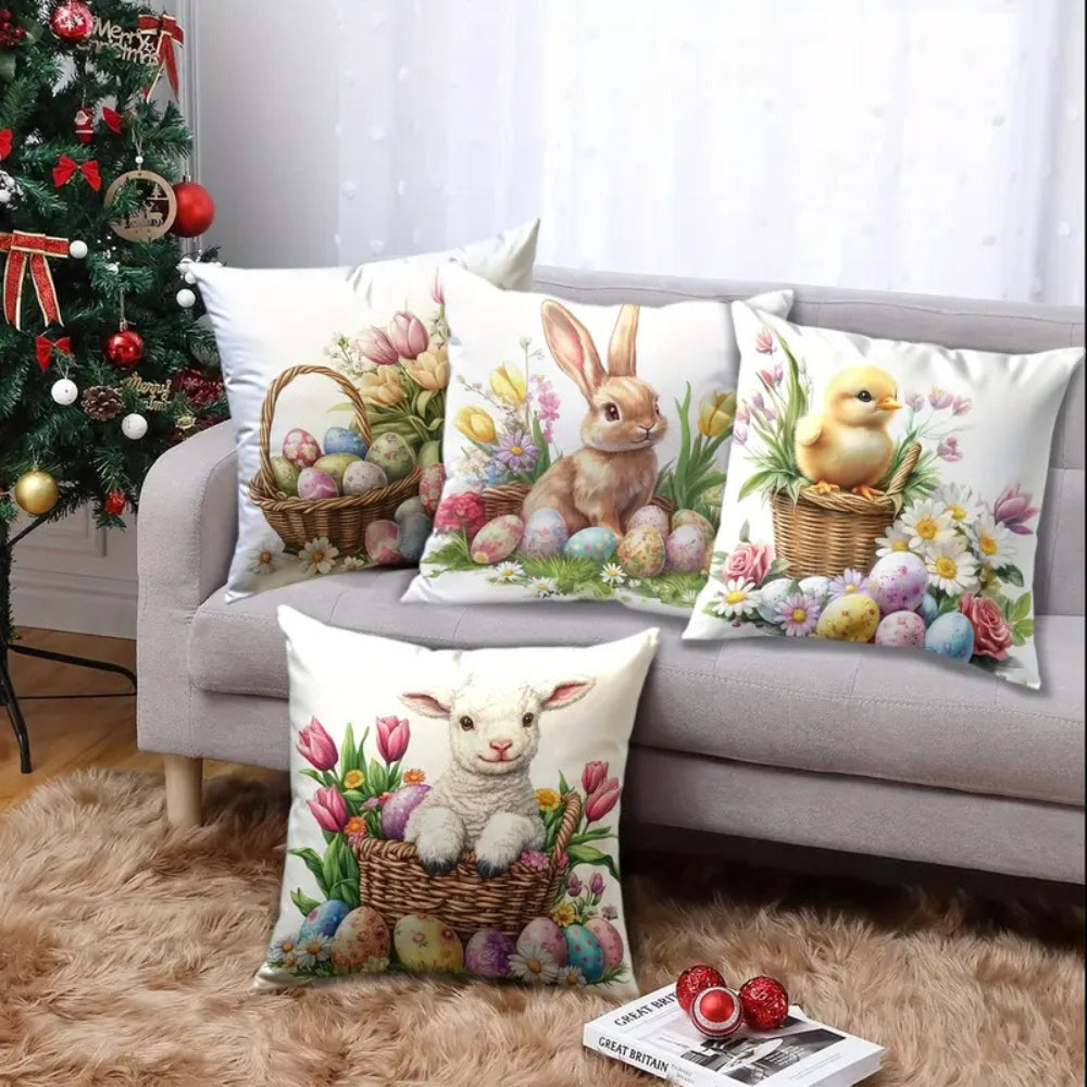 Charming Springtime Bunny Cushion Covers | Set of 4