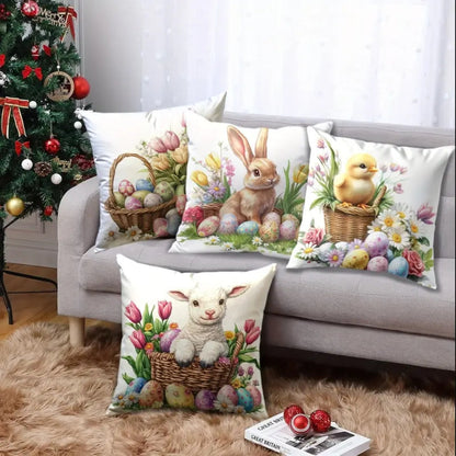 Charming Springtime Bunny Cushion Covers | Set of 4