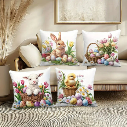 Charming Springtime Bunny Cushion Covers | Set of 4