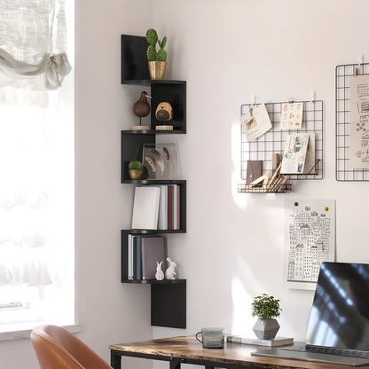 Stylish 5-Tier Corner Shelf | Zigzag Design for Space Efficiency