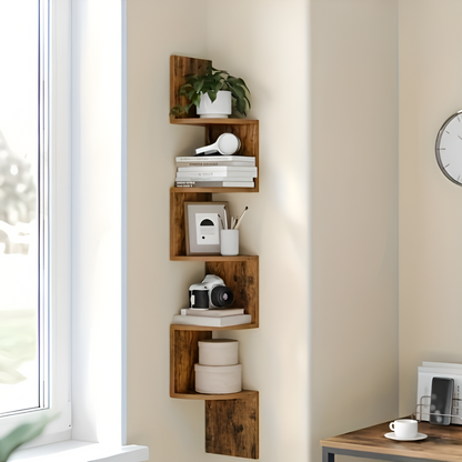 Stylish 5-Tier Corner Shelf | Zigzag Design for Space Efficiency