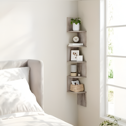 Stylish 5-Tier Corner Shelf | Zigzag Design for Space Efficiency