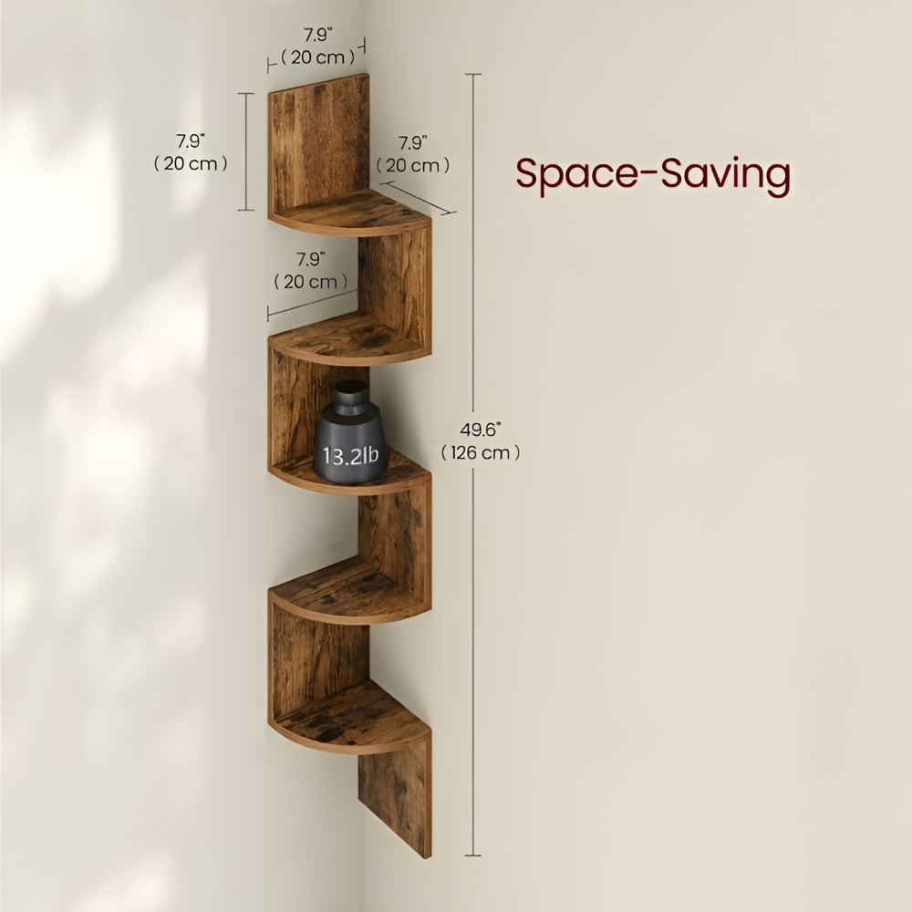 Stylish 5-Tier Corner Shelf | Zigzag Design for Space Efficiency