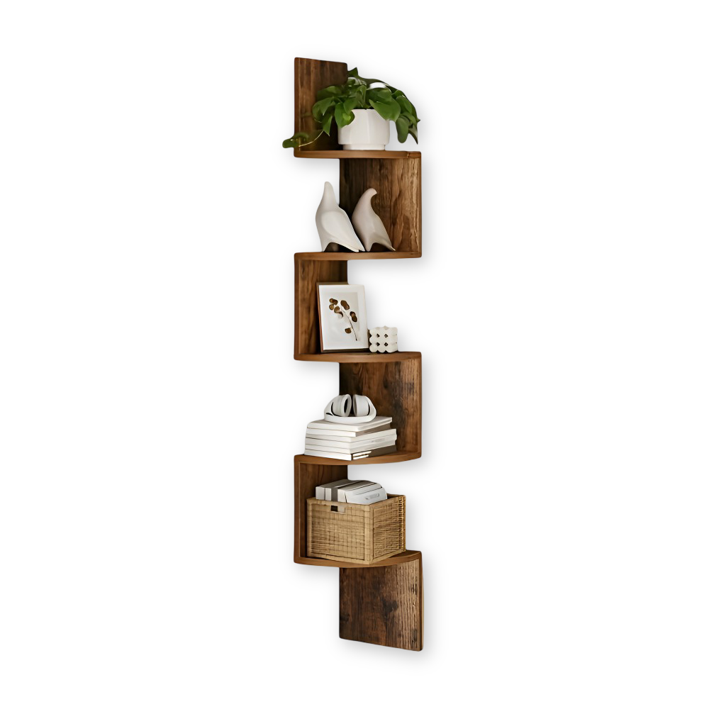 Stylish 5-Tier Corner Shelf | Zigzag Design for Space Efficiency