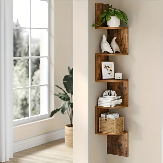 Stylish 5-Tier Corner Shelf | Zigzag Design for Space Efficiency