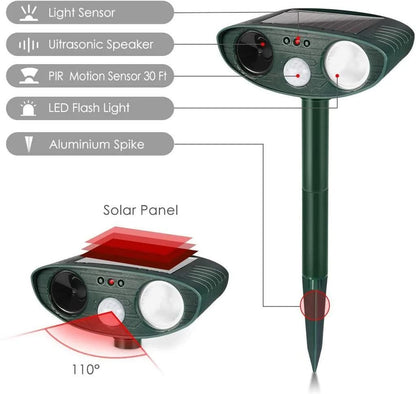 Solar-Powered Ultrasonic Deer Repellent System with Motion Activation for Gardens
