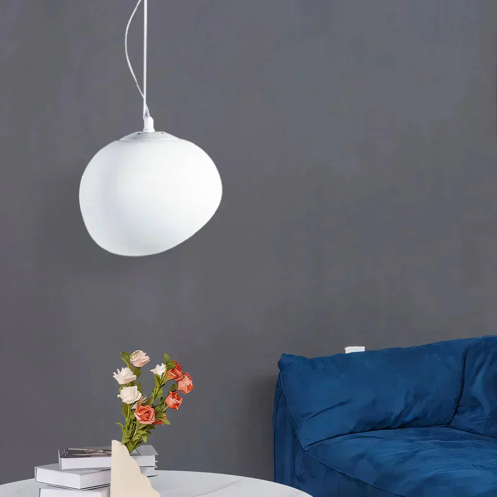 Hanging Light with Frosted Glass and Round Pebble Design