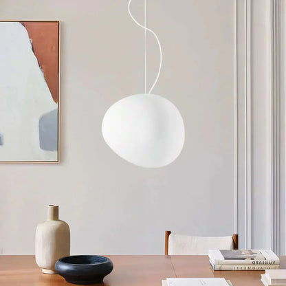 Hanging Light with Frosted Glass and Round Pebble Design